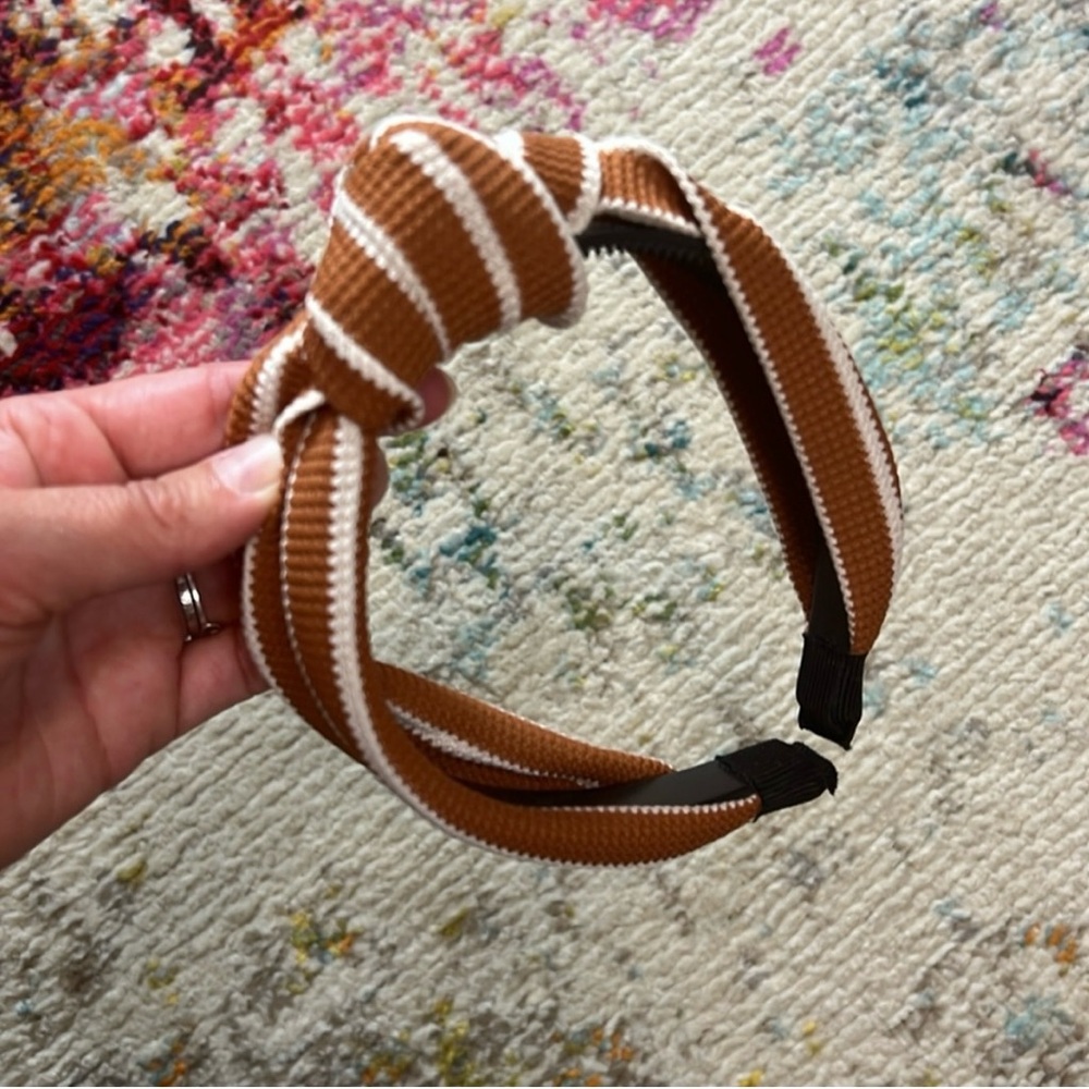 Brown and White Knotted Headband
